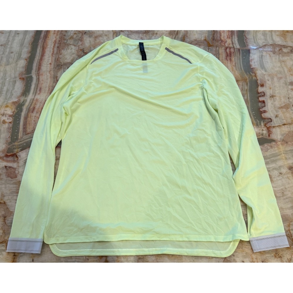 Lululemon Fast Free Mens Reflective Stripe Top Faded Zap Neon Long Sleeve Size L